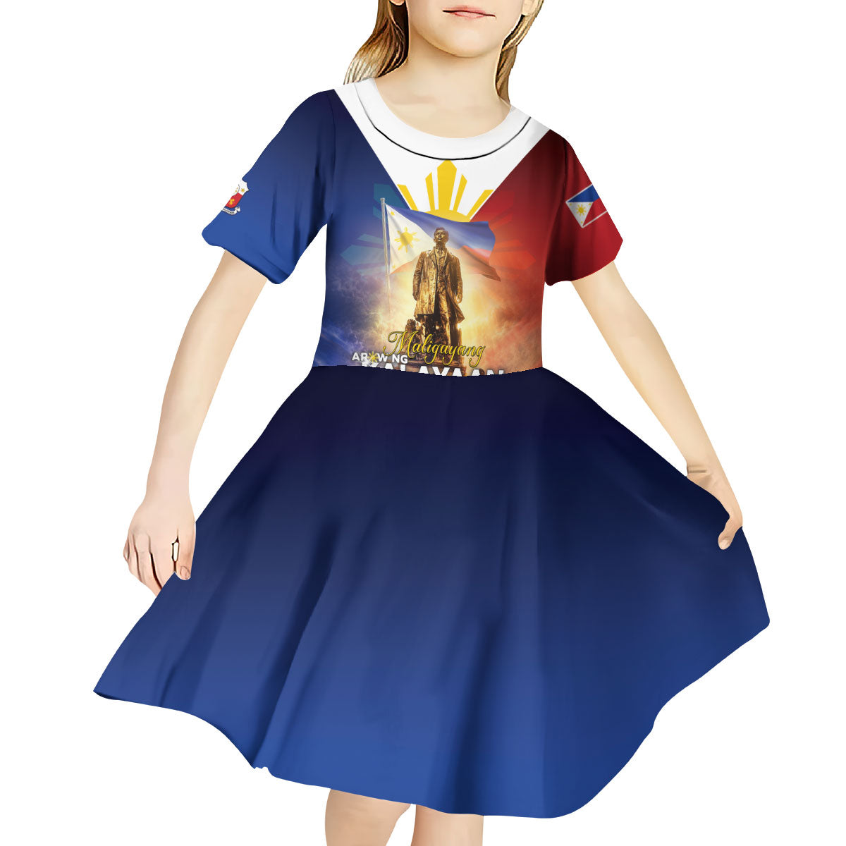 Philippines Kid Short Sleeve Dress Maligayang Araw Ng Kalayaan
