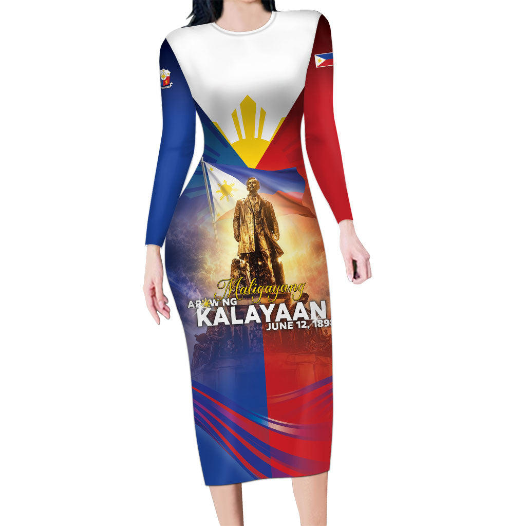 Philippines Long Sleeve Bodycon Dress Maligayang Araw Ng Kalayaan