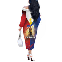 Philippines Off The Shoulder Long Sleeve Dress Maligayang Araw Ng Kalayaan