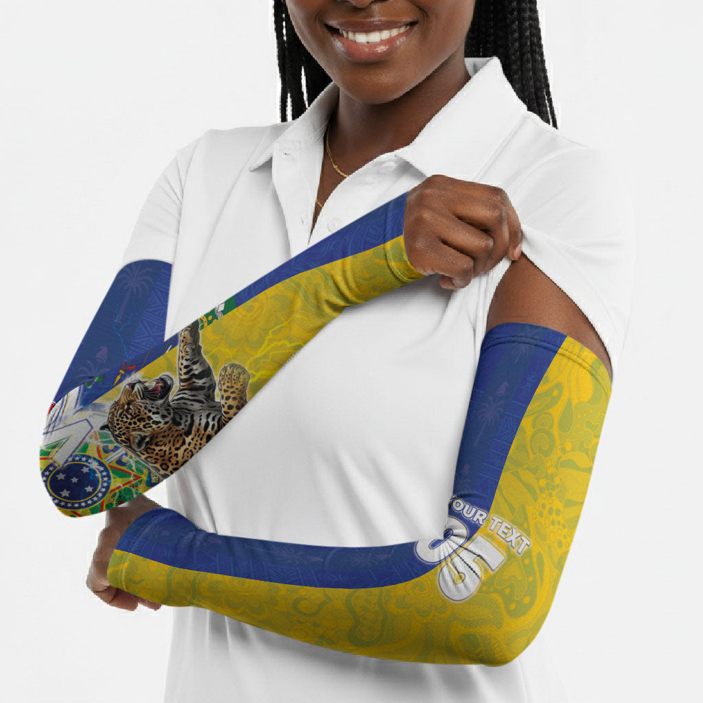 Custom Brazil And Haiti Football Arm Sleeves Jaguar With Kanson Wouj Special Style