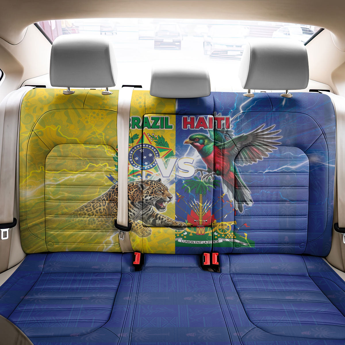 Brazil And Haiti Football Back Car Seat Cover Jaguar With Kanson Wouj Special Style