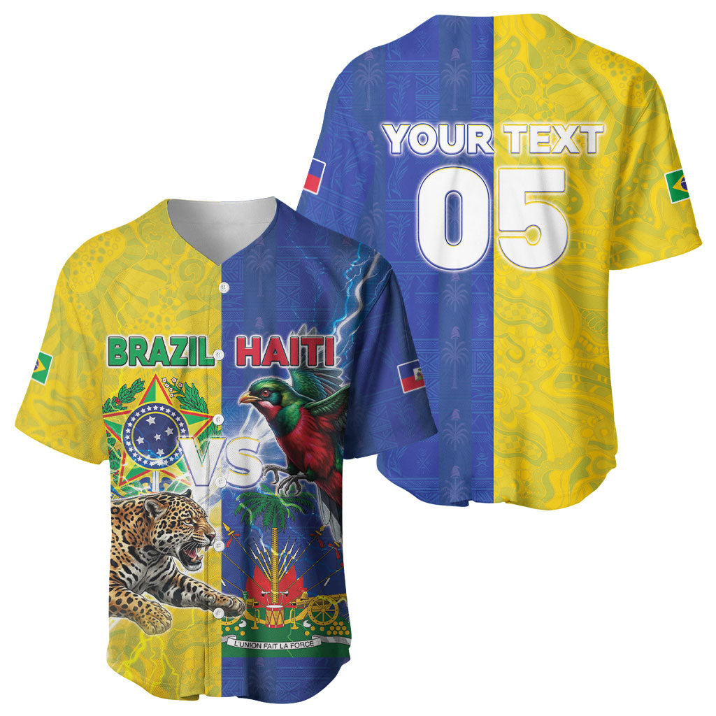 Custom Brazil And Haiti Football Baseball Jersey Jaguar With Kanson Wouj Special Style