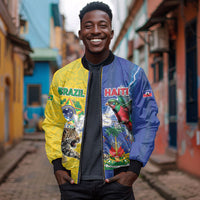 Custom Brazil And Haiti Football Bomber Jacket Jaguar With Kanson Wouj Special Style