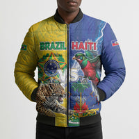 Custom Brazil And Haiti Football Bomber Puffer Jacket Jaguar With Kanson Wouj Special Style