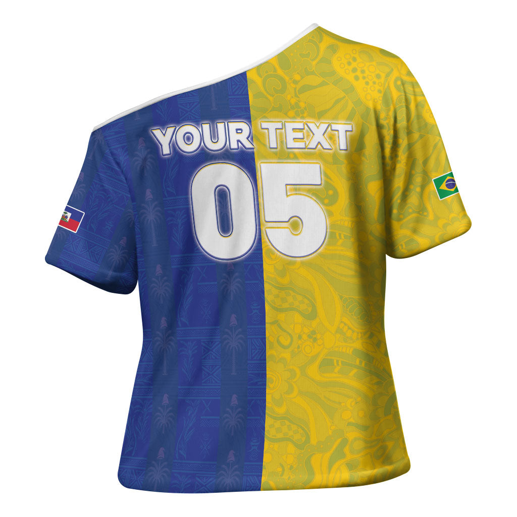 Custom Brazil And Haiti Football Cross Shoulder Shirt Jaguar With Kanson Wouj Special Style
