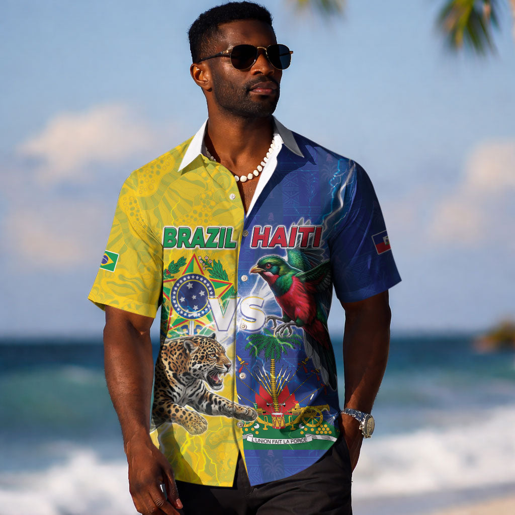 Custom Brazil And Haiti Football Hawaiian Shirt Jaguar With Kanson Wouj Special Style LT05