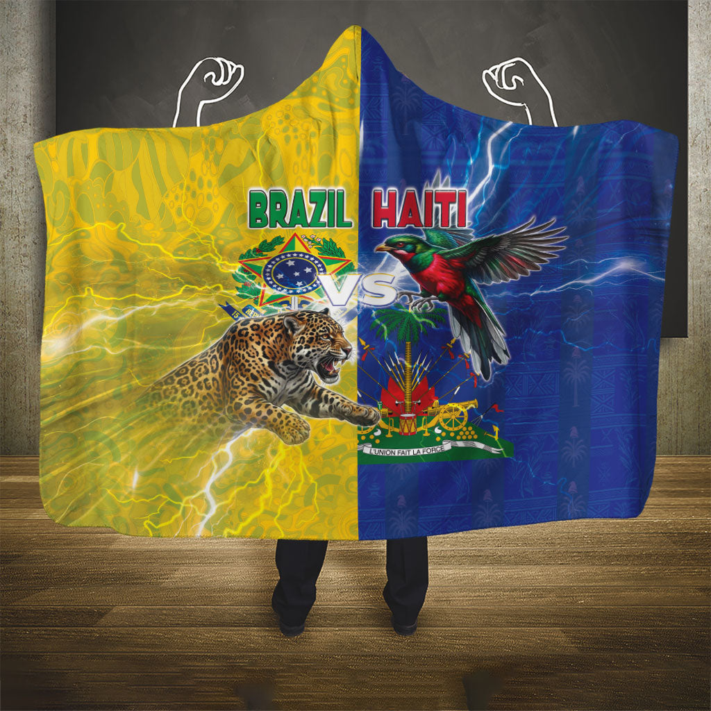 Brazil And Haiti Football Hooded Blanket Jaguar With Kanson Wouj Special Style