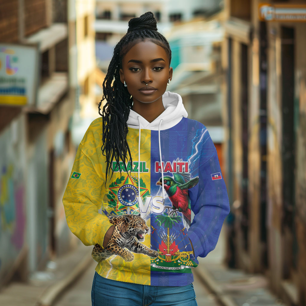 Custom Brazil And Haiti Football Hoodie Jaguar With Kanson Wouj Special Style