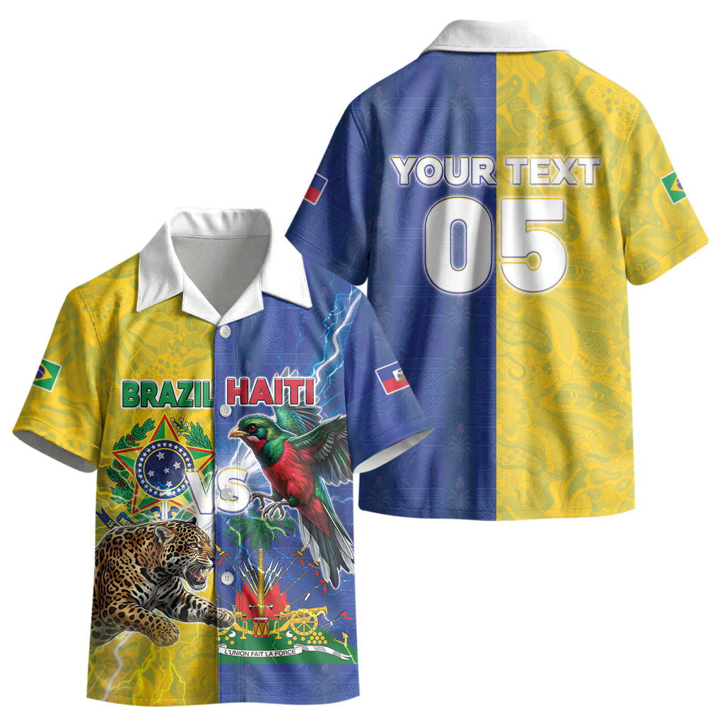 Custom Brazil And Haiti Football Kid Hawaiian Shirt Jaguar With Kanson Wouj Special Style LT05