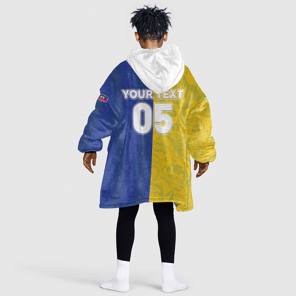 Custom Brazil And Haiti Football Kid Wearable Blanket Hoodie Jaguar With Kanson Wouj Special Style
