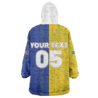 Custom Brazil And Haiti Football Kid Wearable Blanket Hoodie Jaguar With Kanson Wouj Special Style