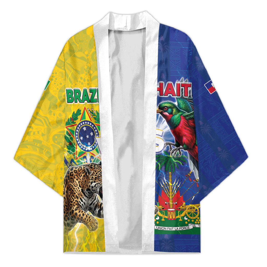 Custom Brazil And Haiti Football Kimono Jaguar With Kanson Wouj Special Style