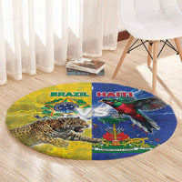 Brazil And Haiti Football Round Carpet Jaguar With Kanson Wouj Special Style
