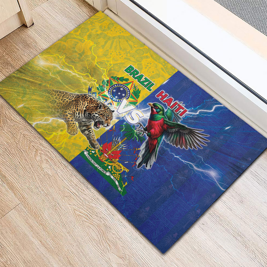 Brazil And Haiti Football Rubber Doormat Jaguar With Kanson Wouj Special Style