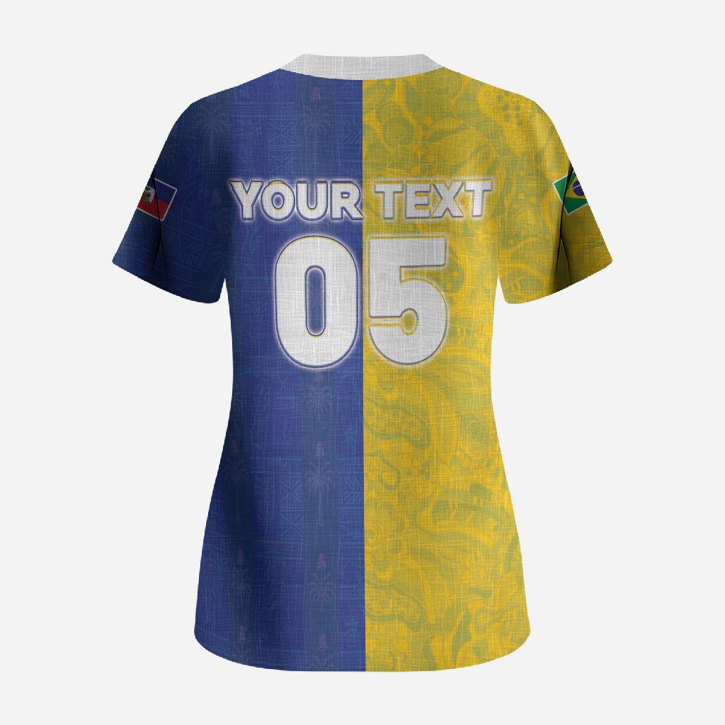 Custom Brazil And Haiti Football Scrub Top Jaguar With Kanson Wouj Special Style