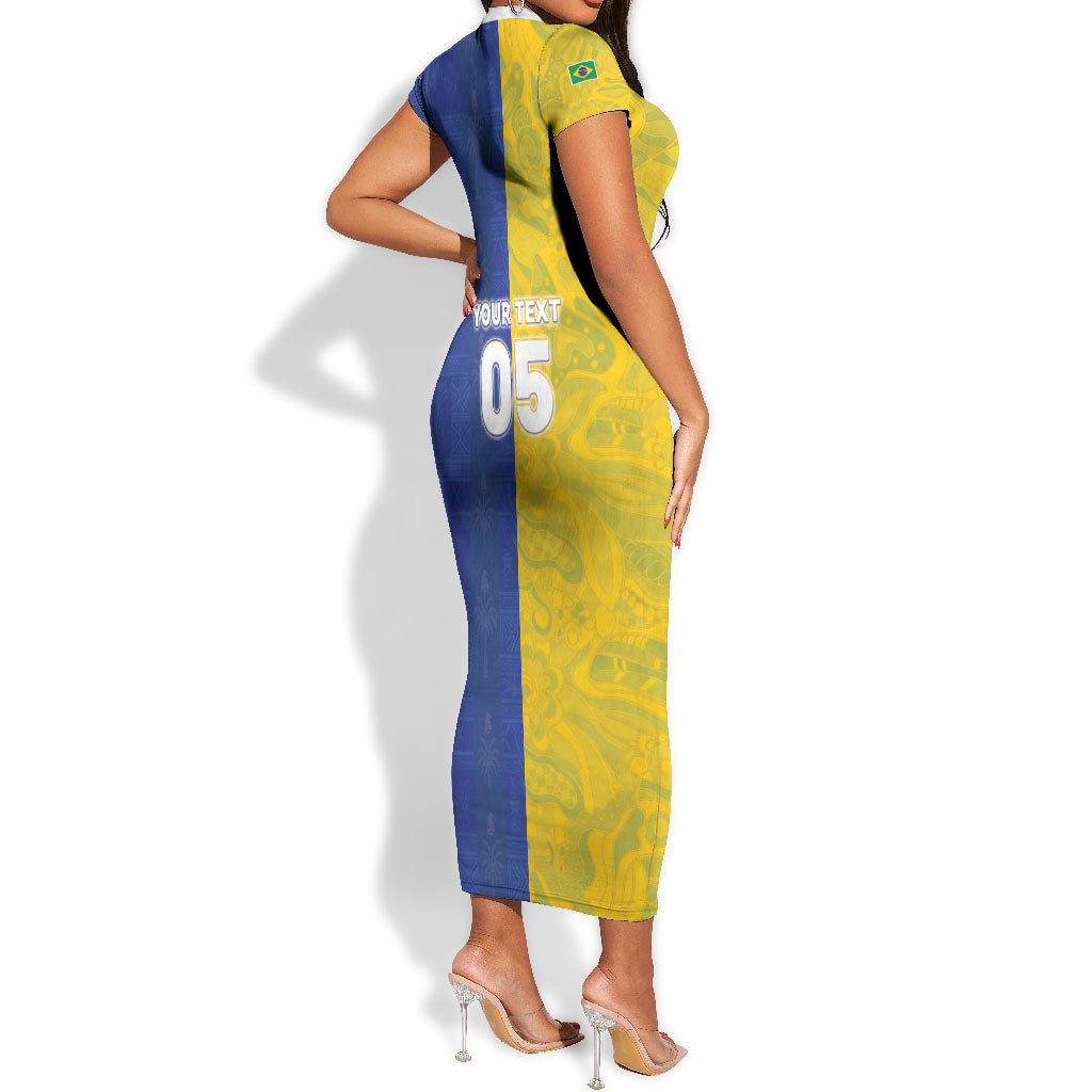 Custom Brazil And Haiti Football Short Sleeve Bodycon Dress Jaguar With Kanson Wouj Special Style