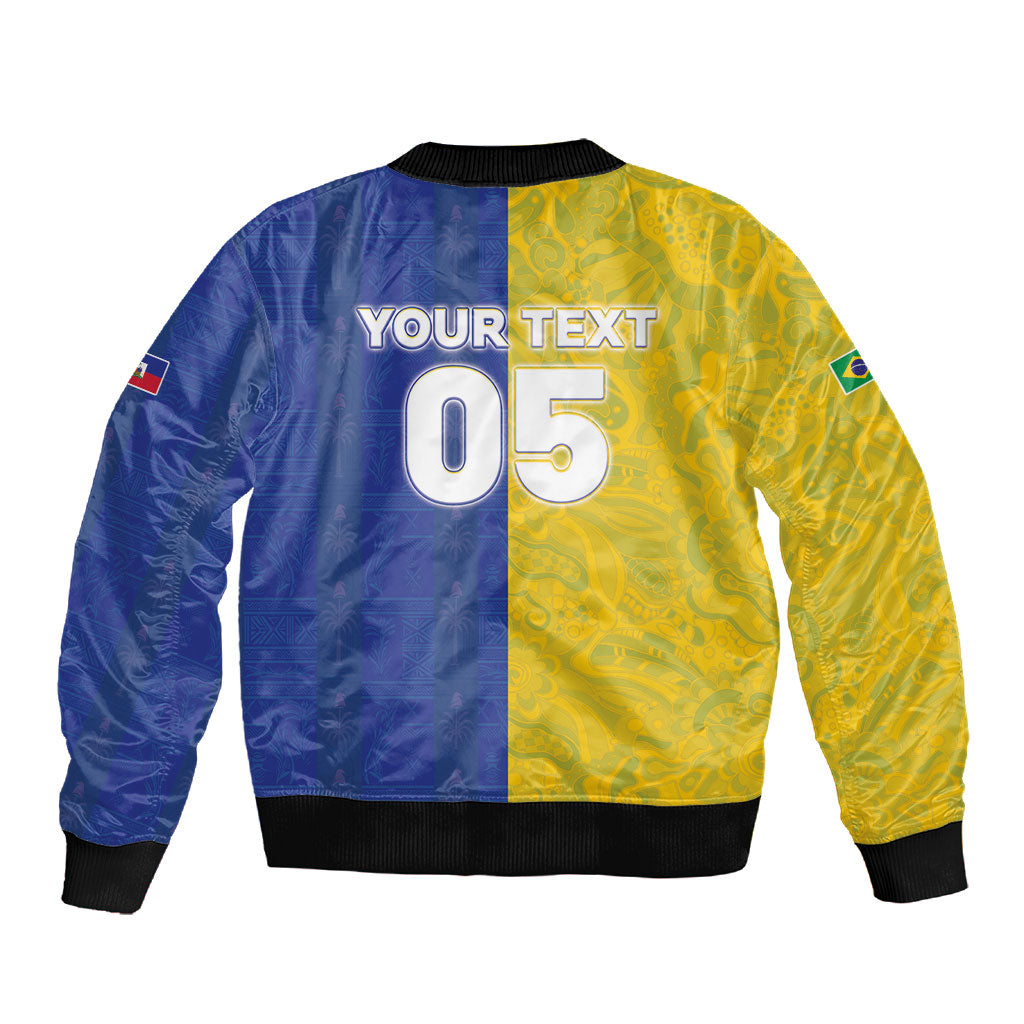 Custom Brazil And Haiti Football Sleeve Zip Bomber Jacket Jaguar With Kanson Wouj Special Style