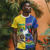 Custom Brazil And Haiti Football T shirt Jaguar With Kanson Wouj Special Style