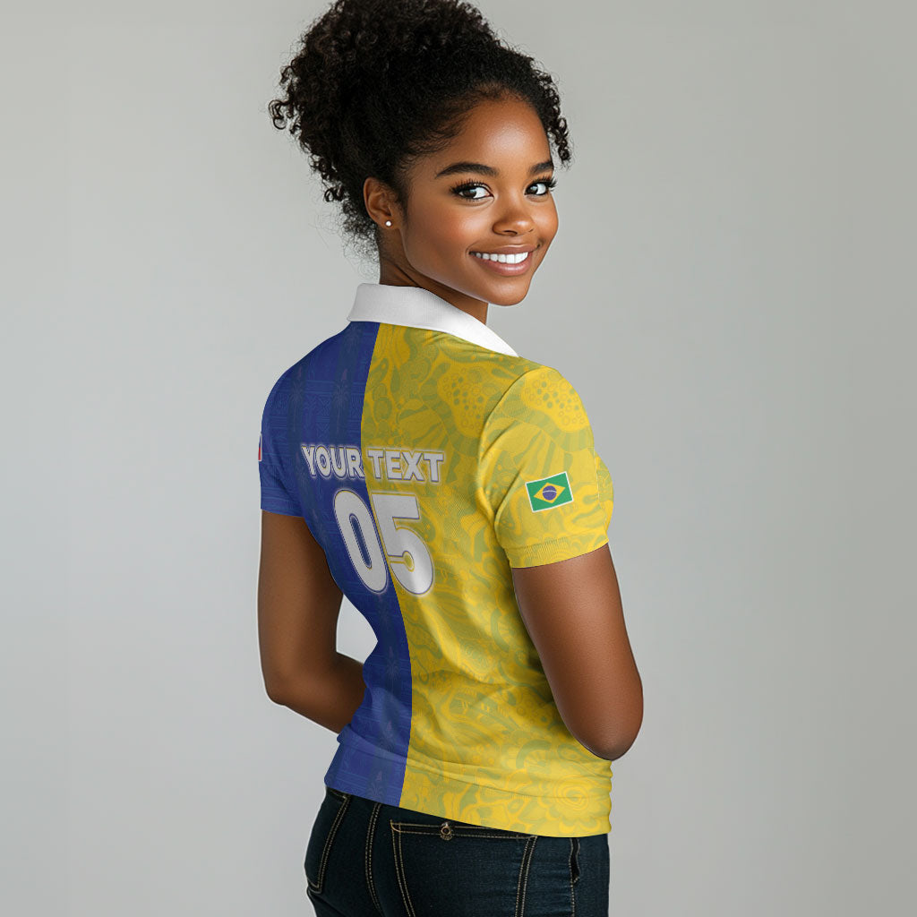 Custom Brazil And Haiti Football Women Polo Shirt Jaguar With Kanson Wouj Special Style