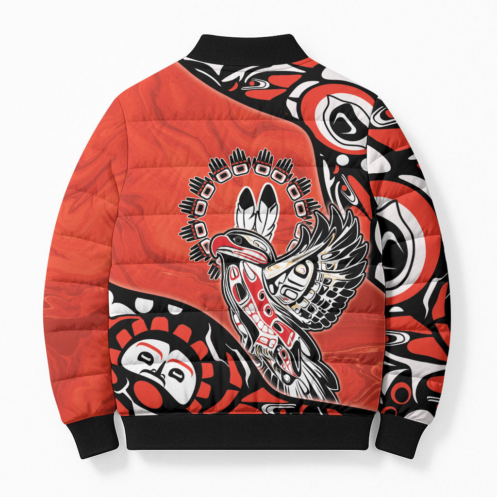 Canada National Indigenous Peoples Day Bomber Puffer Jacket Haida Art Eagle