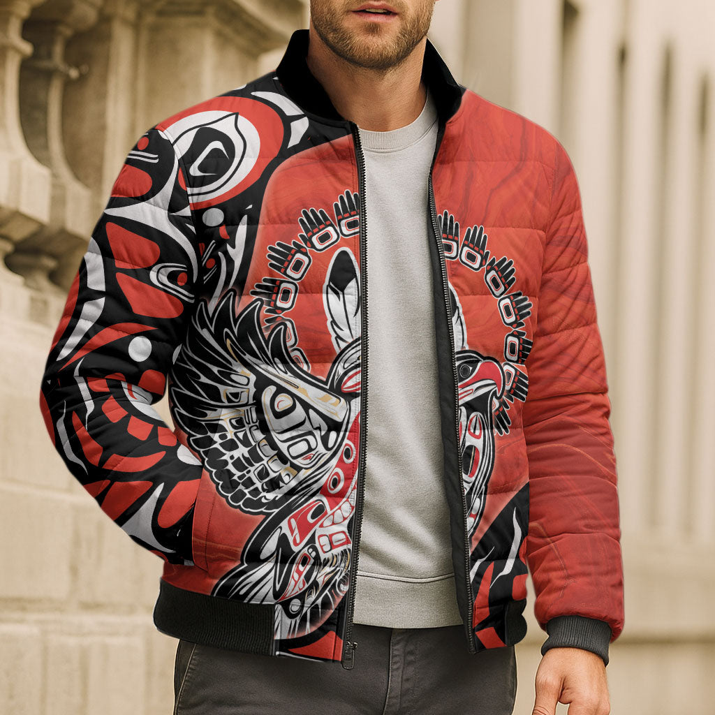 Canada National Indigenous Peoples Day Bomber Puffer Jacket Haida Art Eagle