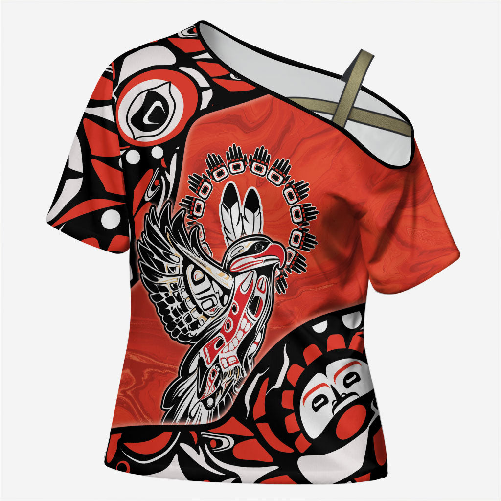 Canada National Indigenous Peoples Day Cross Shoulder Shirt Haida Art Eagle
