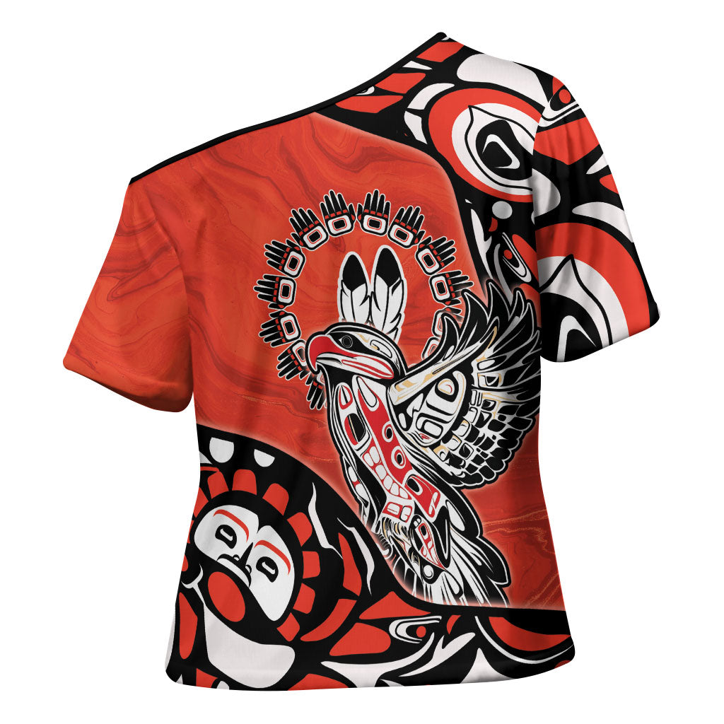 Canada National Indigenous Peoples Day Cross Shoulder Shirt Haida Art Eagle
