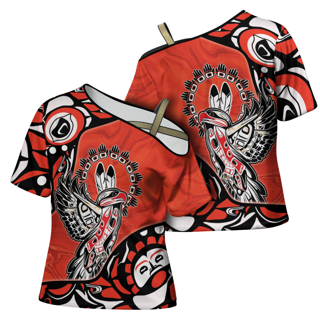 Canada National Indigenous Peoples Day Cross Shoulder Shirt Haida Art Eagle