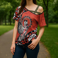 Canada National Indigenous Peoples Day Cross Shoulder Shirt Haida Art Eagle