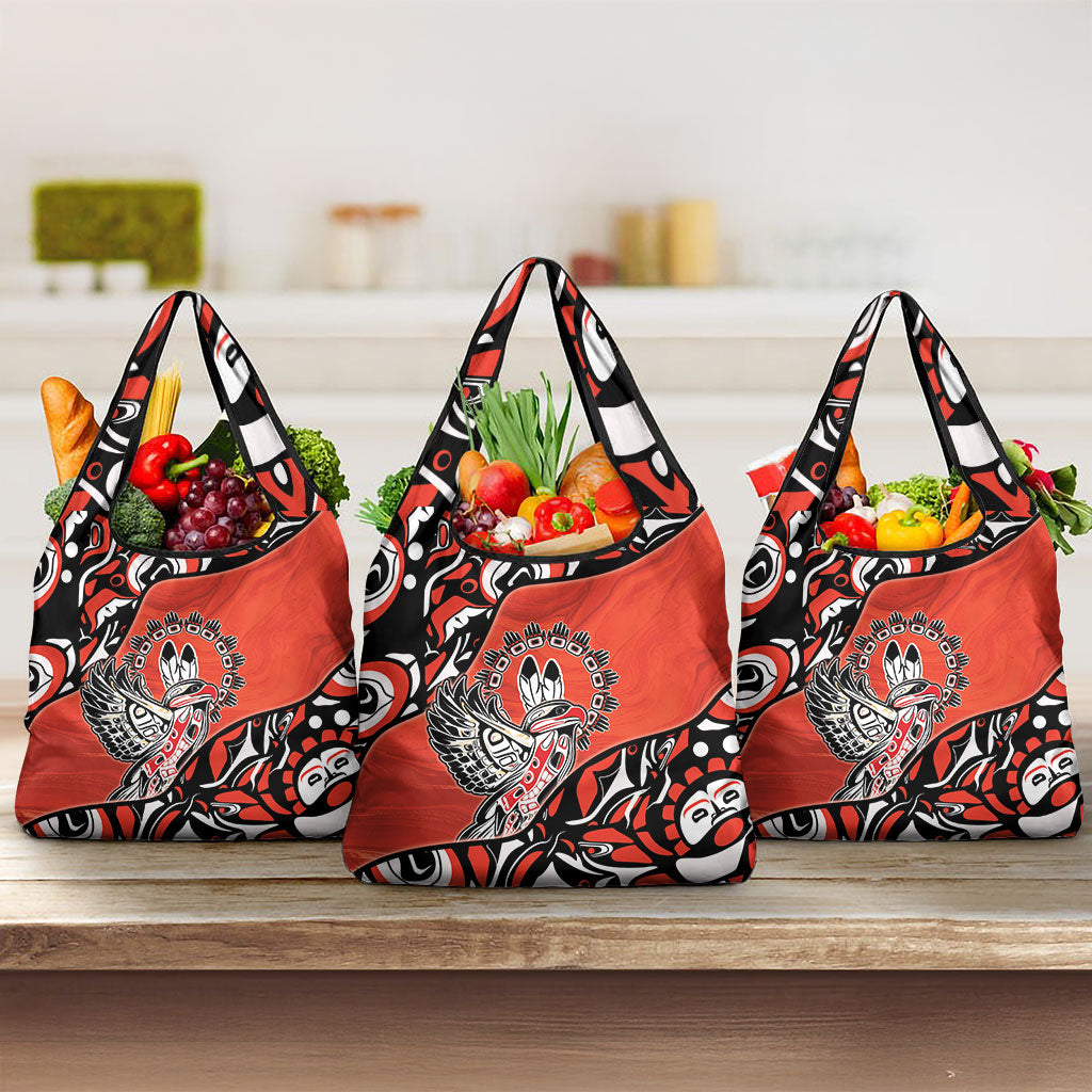 Canada National Indigenous Peoples Day Grocery Bag Haida Art Eagle