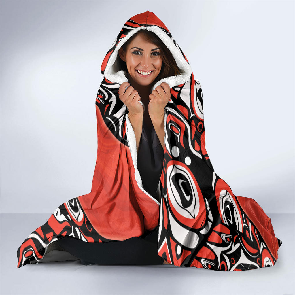 Canada National Indigenous Peoples Day Hooded Blanket Haida Art Eagle