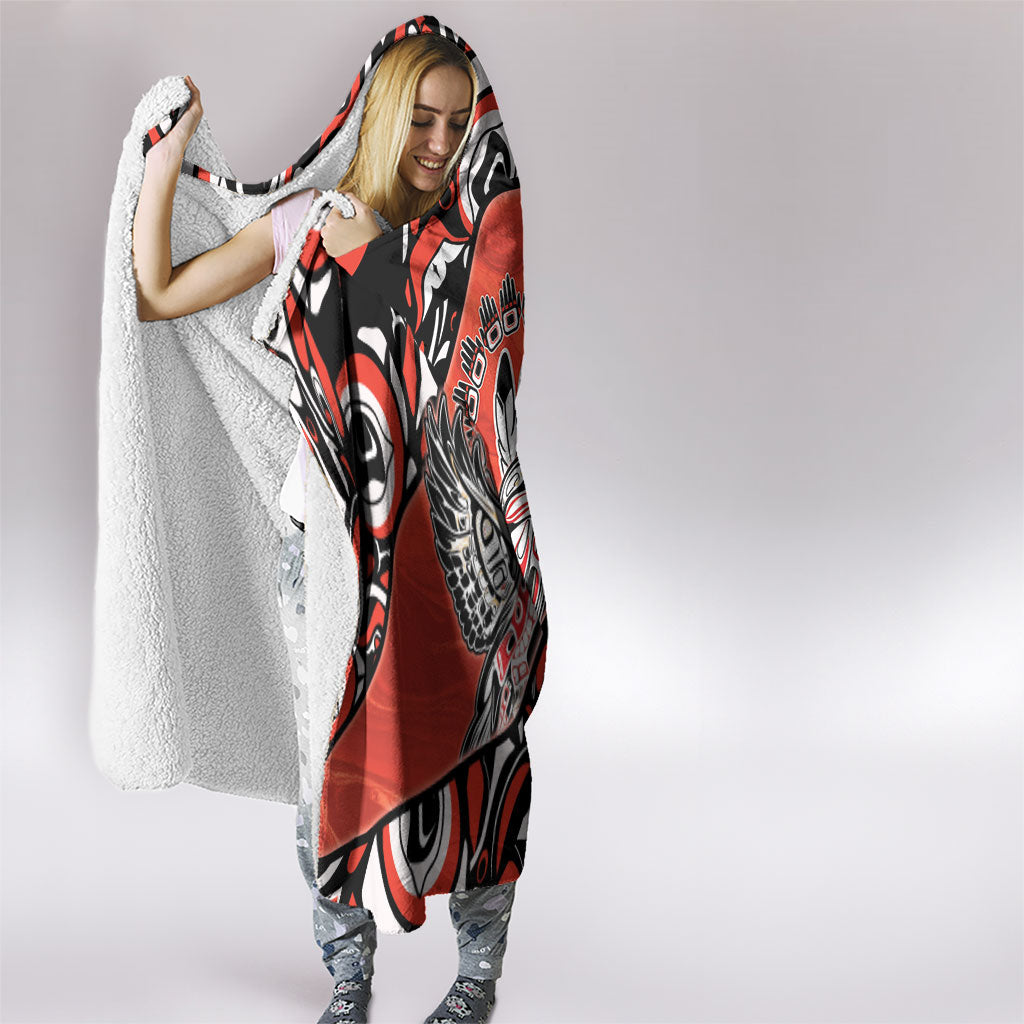 Canada National Indigenous Peoples Day Hooded Blanket Haida Art Eagle