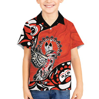 Canada National Indigenous Peoples Day Kid Hawaiian Shirt Haida Art Eagle
