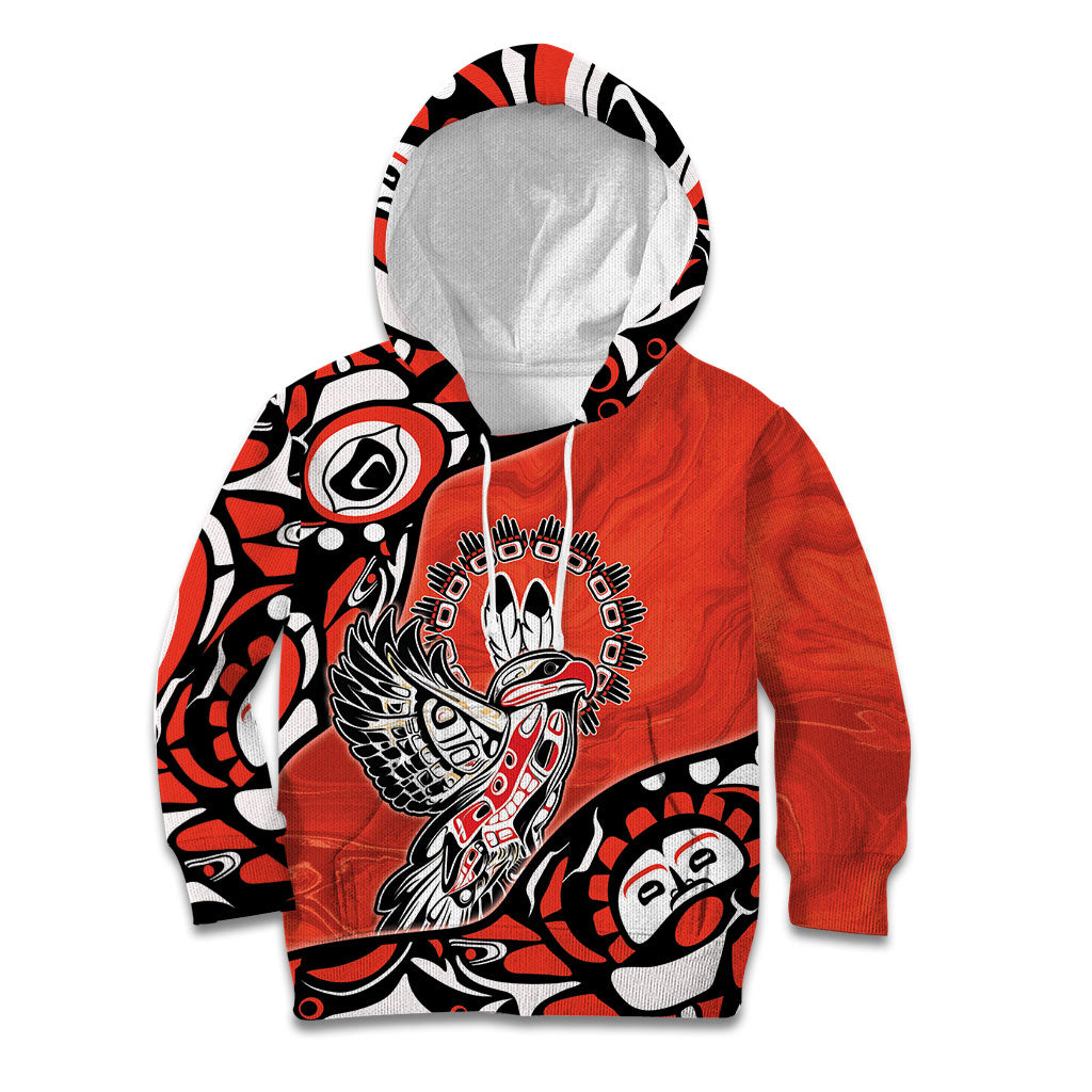 Canada National Indigenous Peoples Day Kid Hoodie Haida Art Eagle
