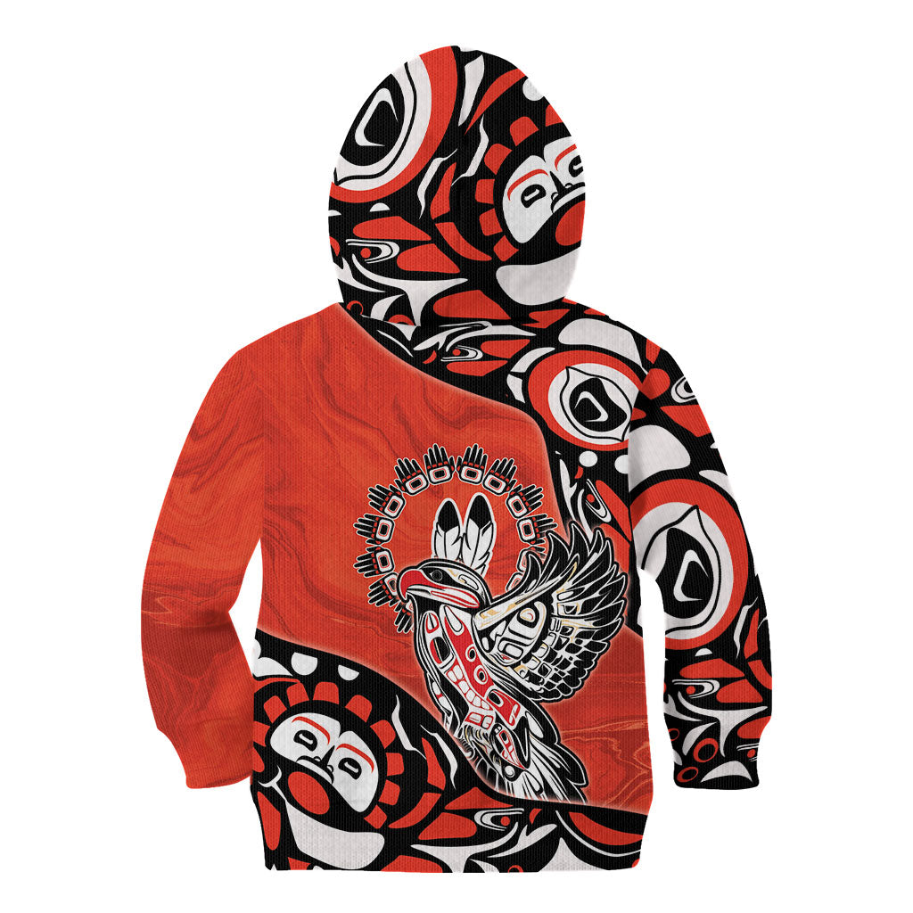 Canada National Indigenous Peoples Day Kid Hoodie Haida Art Eagle