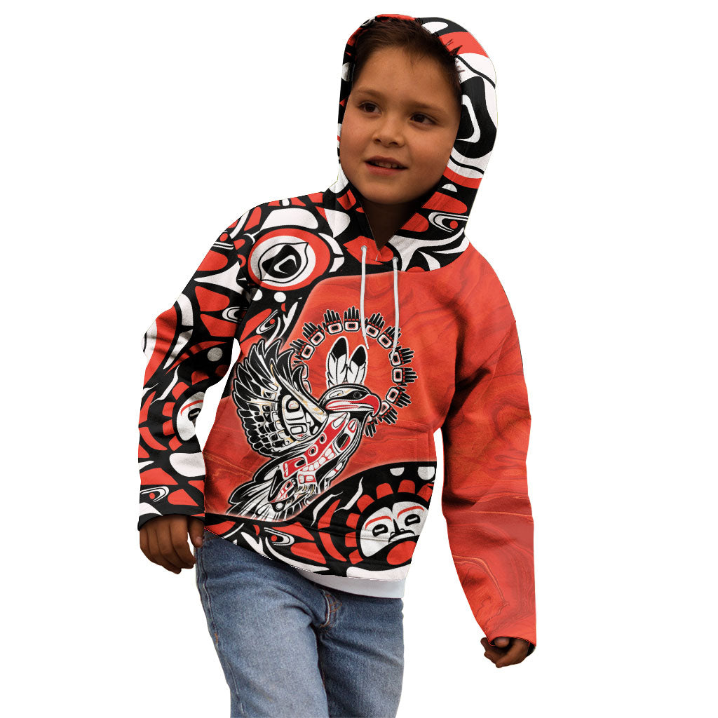 Canada National Indigenous Peoples Day Kid Hoodie Haida Art Eagle