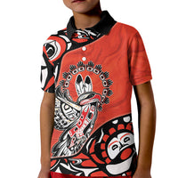 Canada National Indigenous Peoples Day Kid Polo Shirt Haida Art Eagle