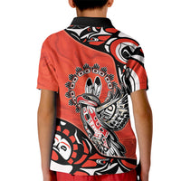 Canada National Indigenous Peoples Day Kid Polo Shirt Haida Art Eagle