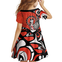 Canada National Indigenous Peoples Day Kid Short Sleeve Dress Haida Art Eagle