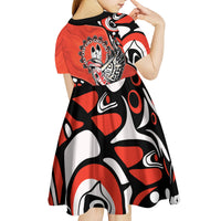 Canada National Indigenous Peoples Day Kid Short Sleeve Dress Haida Art Eagle
