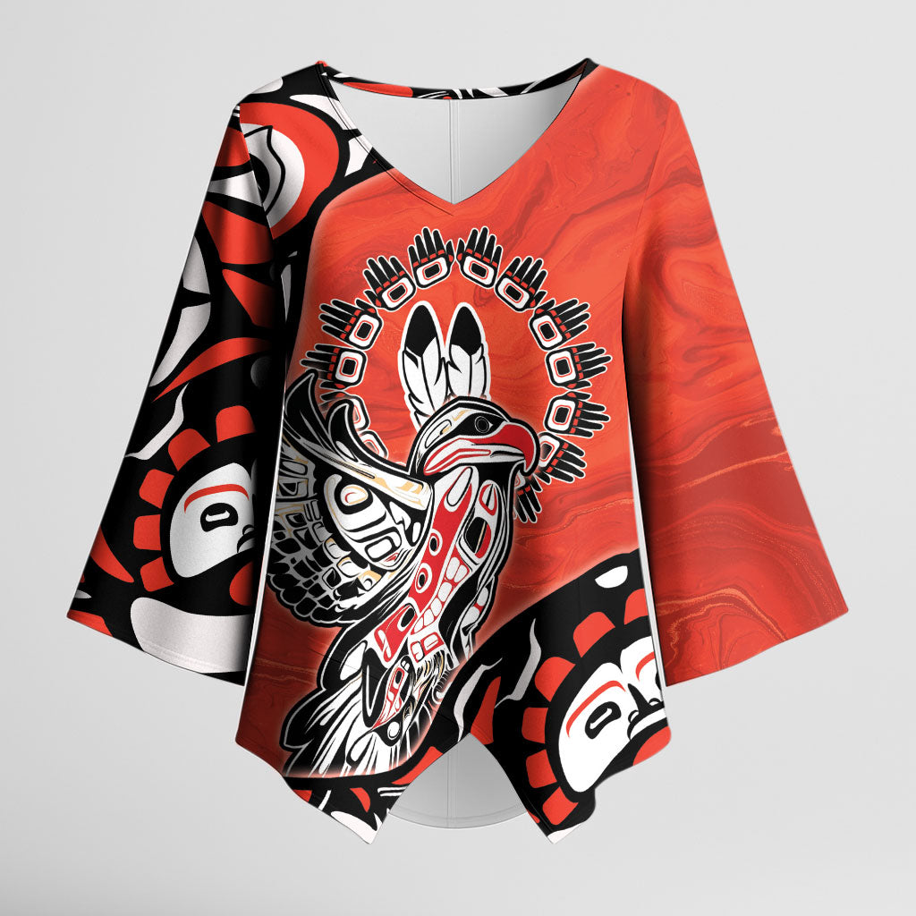 Canada National Indigenous Peoples Day Kimono Sleeve Blouse Haida Art Eagle