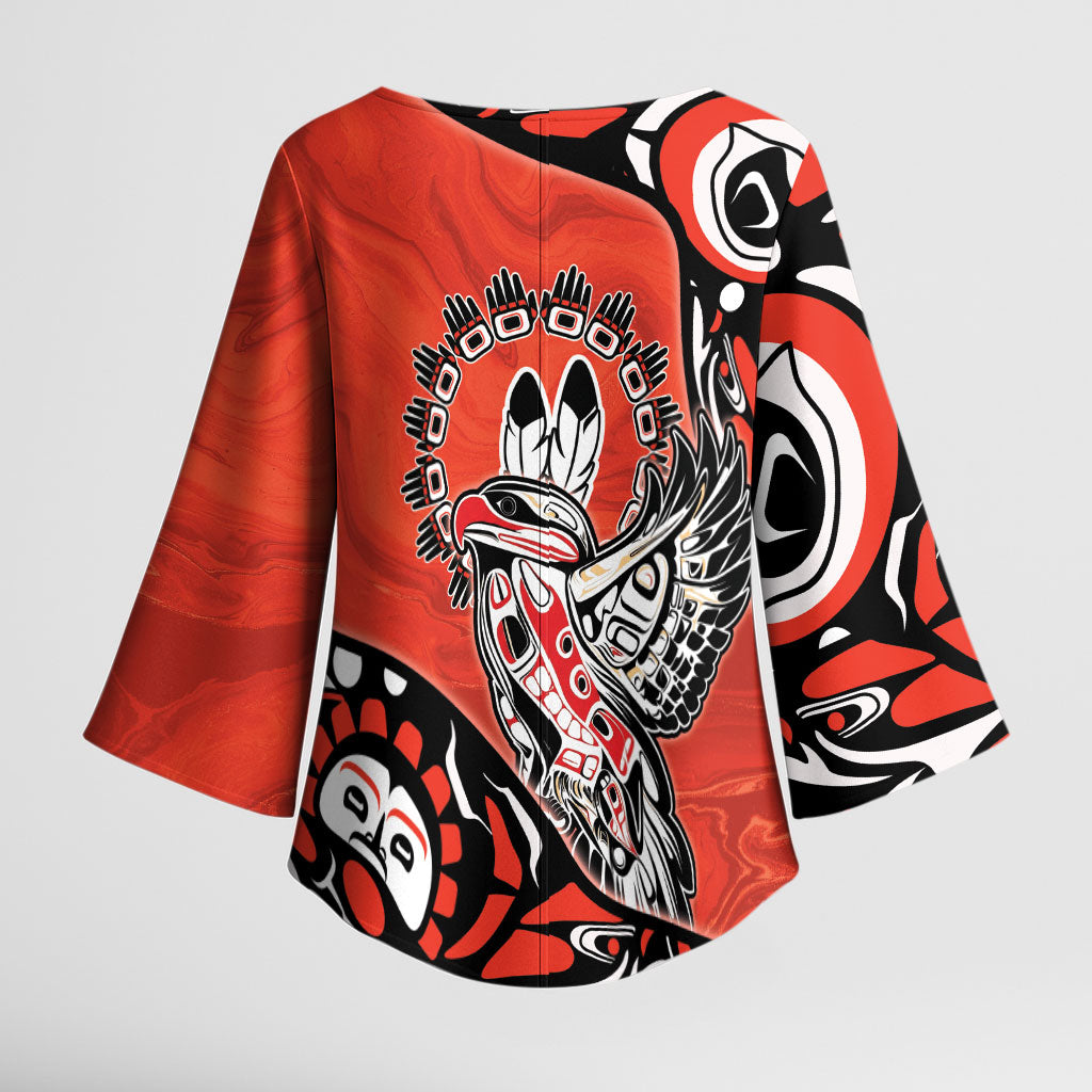Canada National Indigenous Peoples Day Kimono Sleeve Blouse Haida Art Eagle
