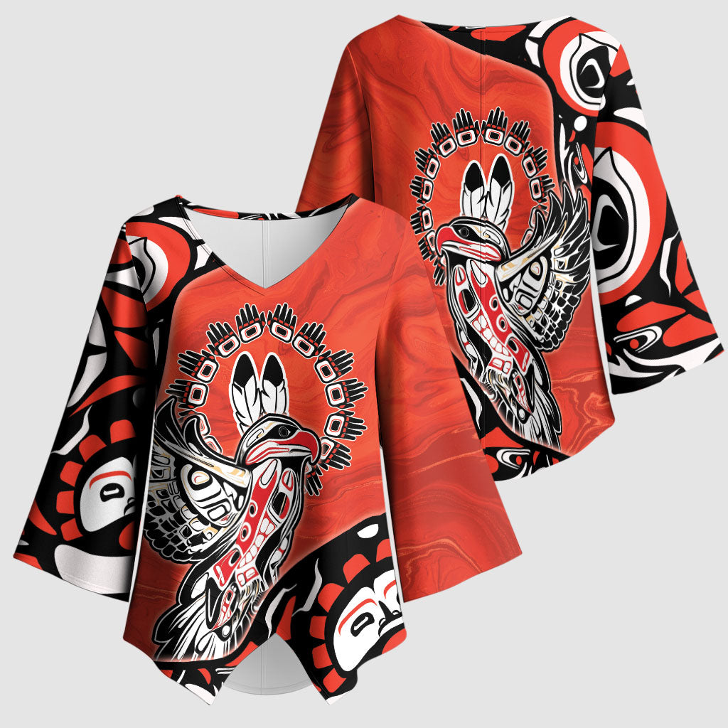 Canada National Indigenous Peoples Day Kimono Sleeve Blouse Haida Art Eagle