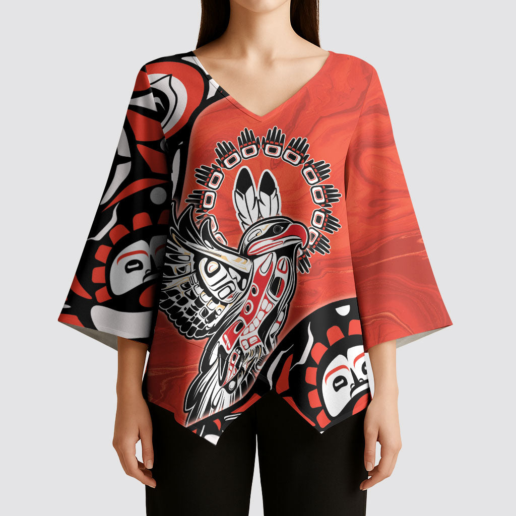 Canada National Indigenous Peoples Day Kimono Sleeve Blouse Haida Art Eagle