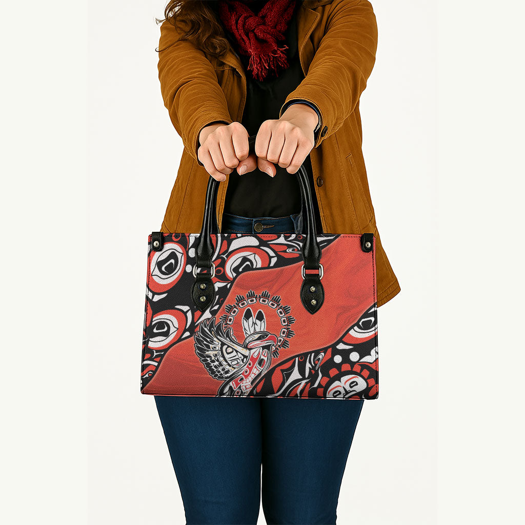 Canada National Indigenous Peoples Day Leather Bag Haida Art Eagle
