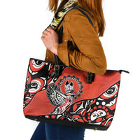 Canada National Indigenous Peoples Day Leather Tote Bag Haida Art Eagle