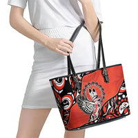 Canada National Indigenous Peoples Day Leather Tote Bag Haida Art Eagle