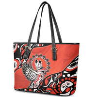 Canada National Indigenous Peoples Day Leather Tote Bag Haida Art Eagle