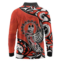 Canada National Indigenous Peoples Day Long Sleeve Polo Shirt Haida Art Eagle