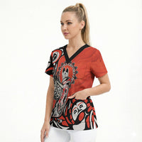 Canada National Indigenous Peoples Day Scrub Top Haida Art Eagle